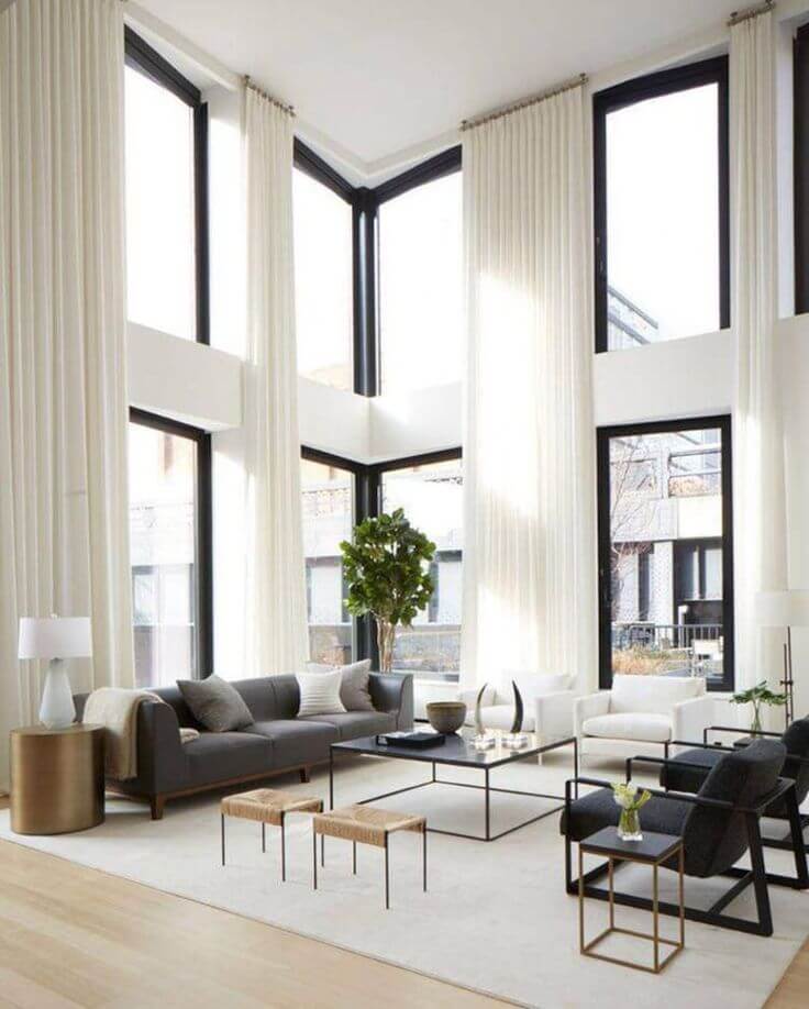 Modern High Ceiling Living Room